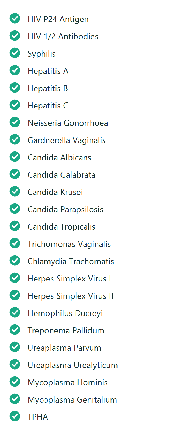 Pathogens screened