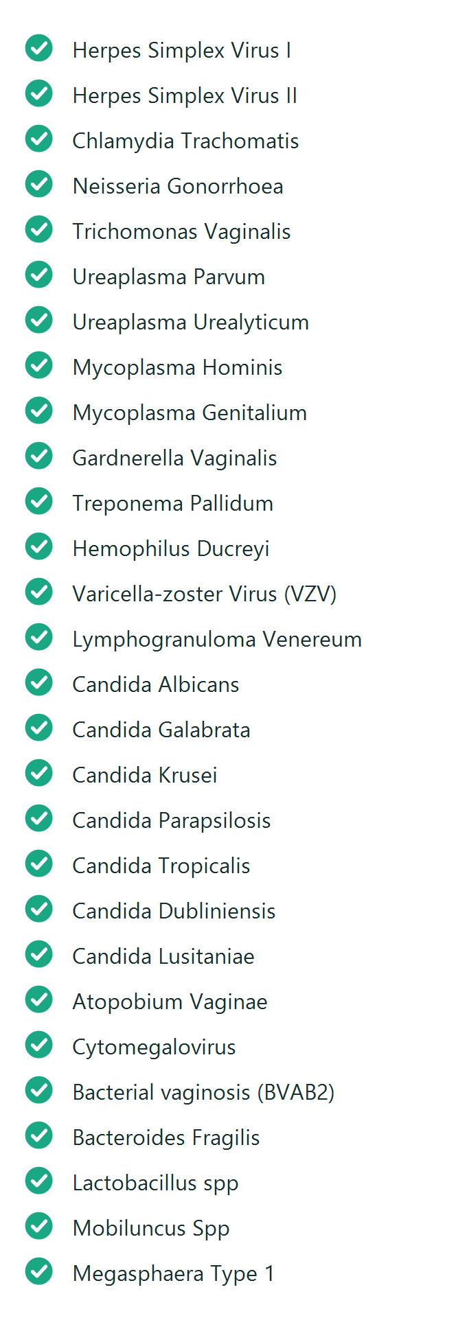 Pathogens screened