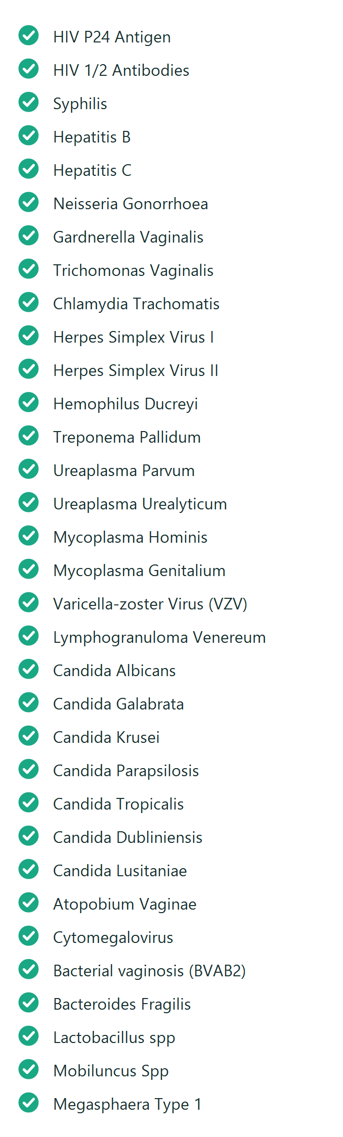 Pathogens screened