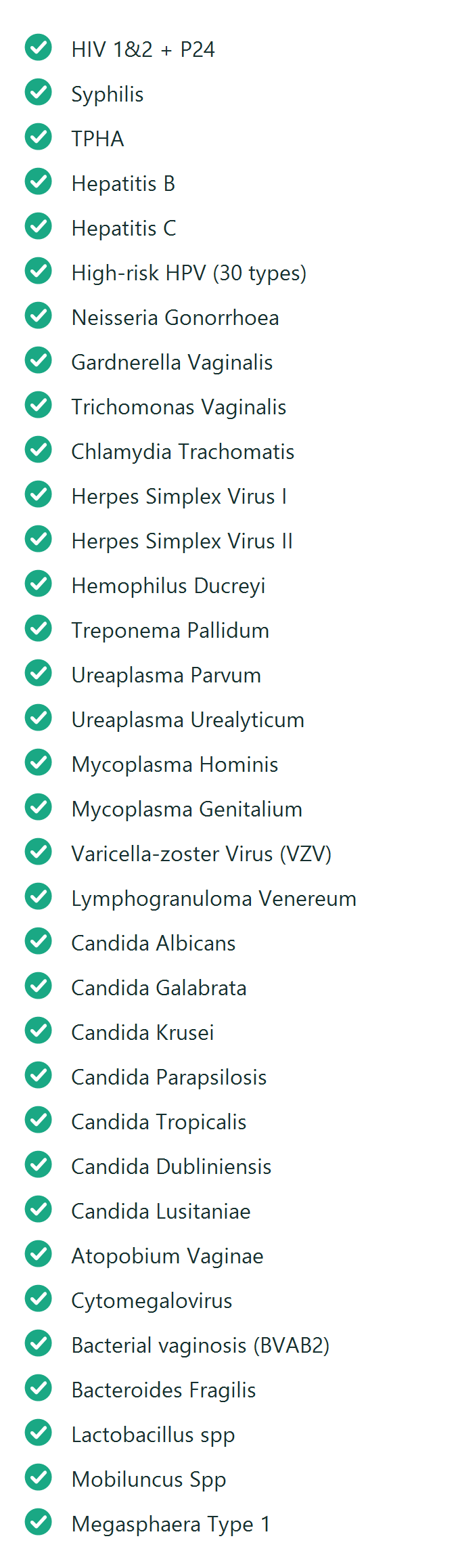 Pathogens screened
