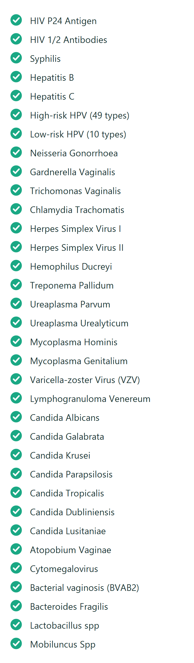 Pathogens screened